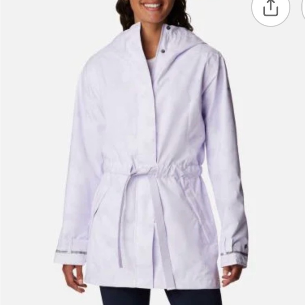 NWT Columbia Women’s Light Purple and White Hooded Raincoat S